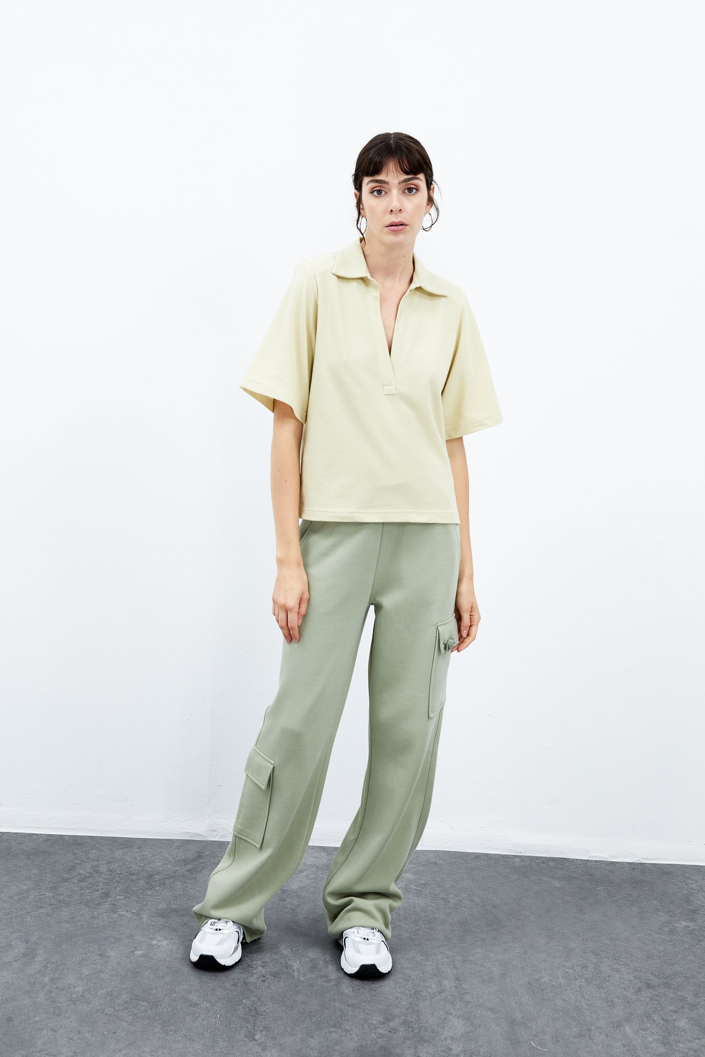 Daisy Polo with Soulder Pads - Green Haze