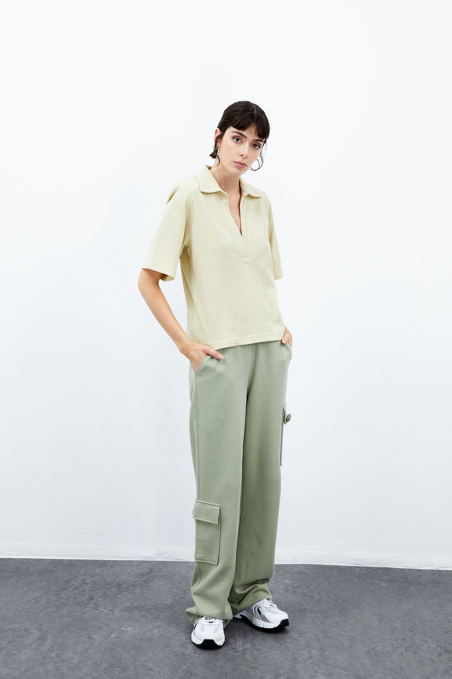 Daisy Polo with Soulder Pads - Green Haze