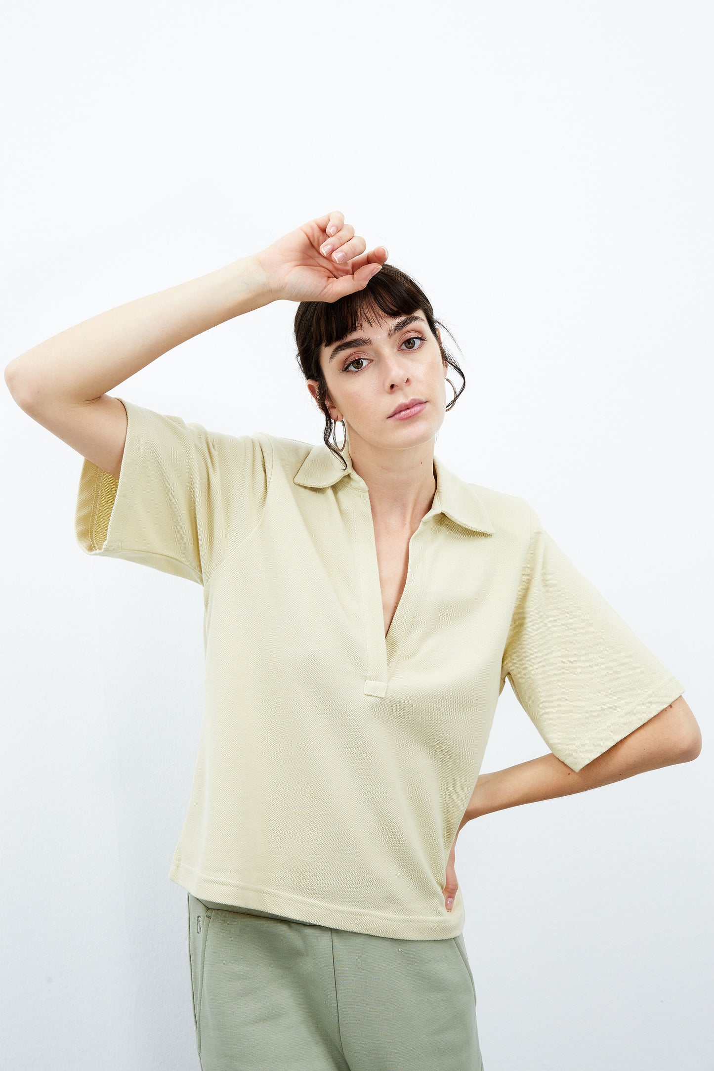 Daisy Polo with Soulder Pads - Green Haze