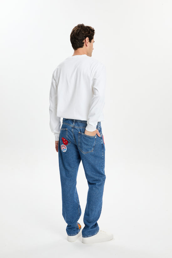 Denim Nakışlı Pantolon