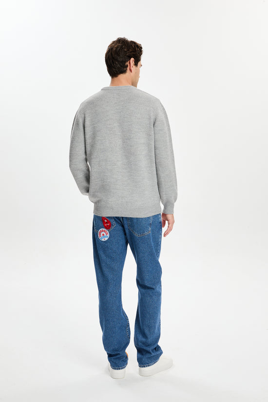 Grey Melange Regular Fit Sweater