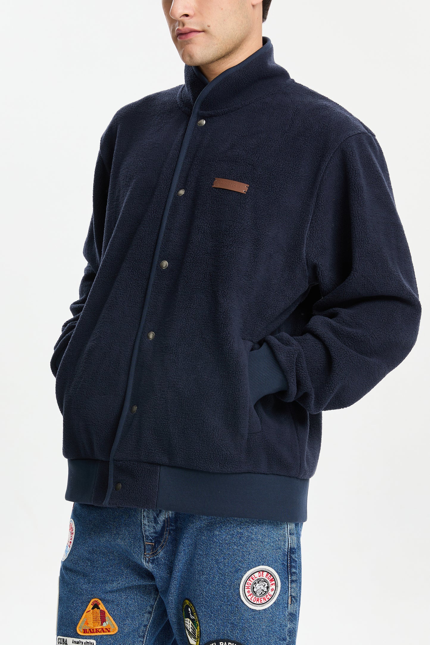 Button Down Fleece W/ Bassigue Embossed Patch
