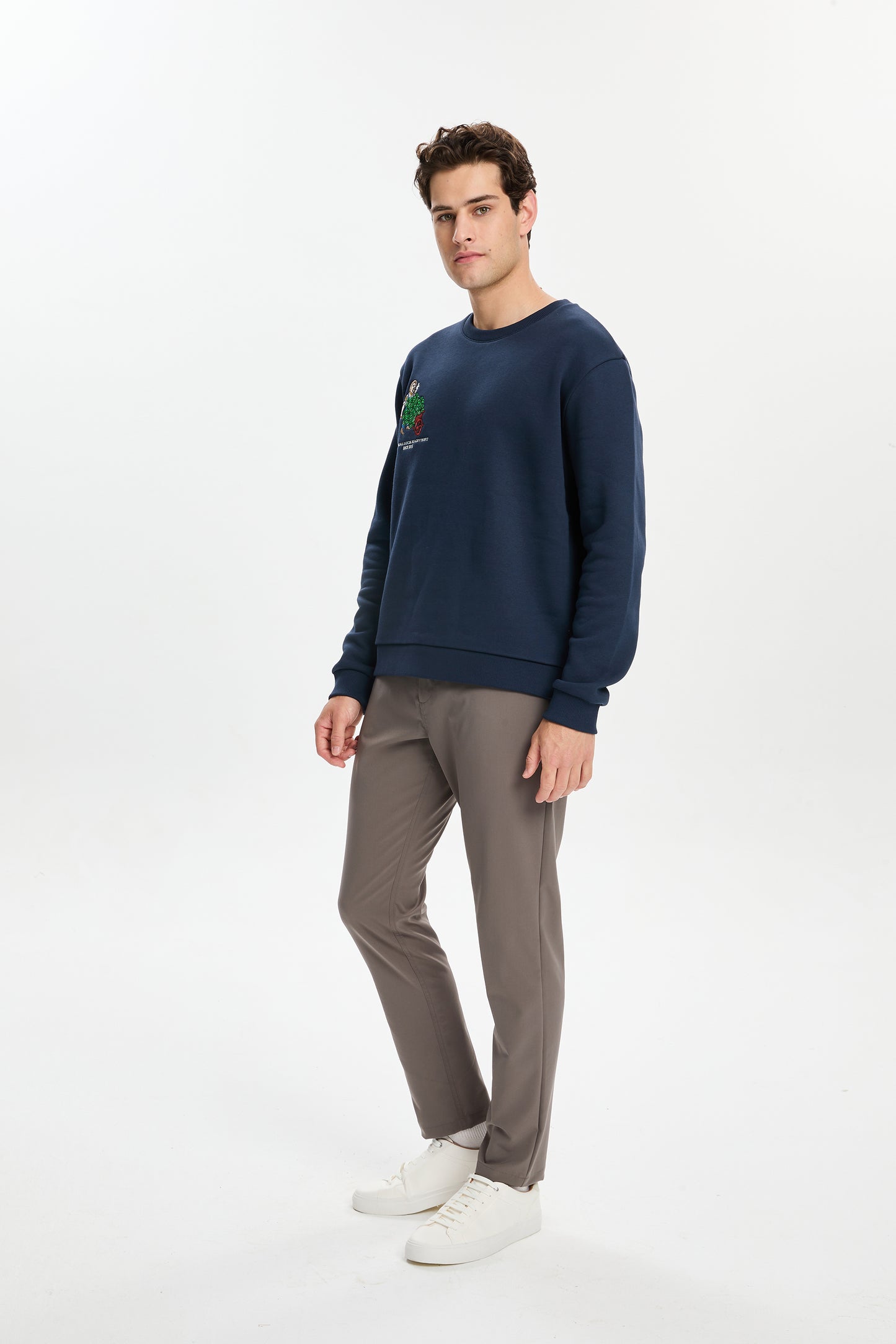 Lacivert Harvest Nakışlı Sweatshirt