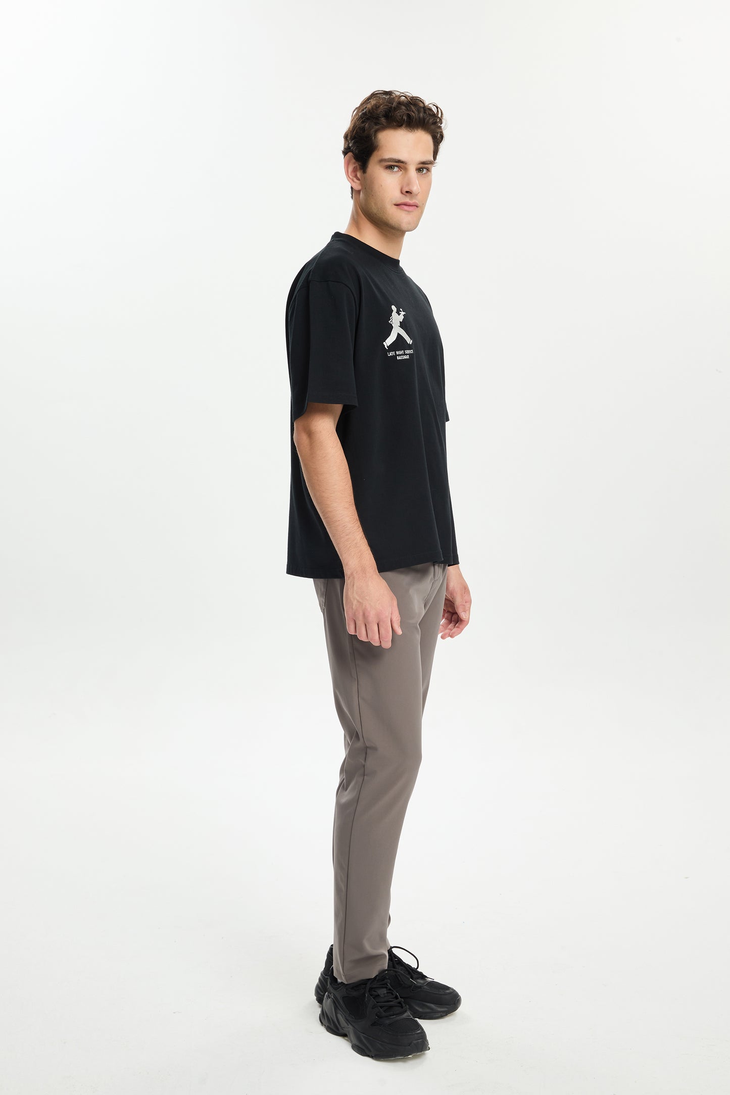 Siyah Late Night Nakışlı T-Shirt