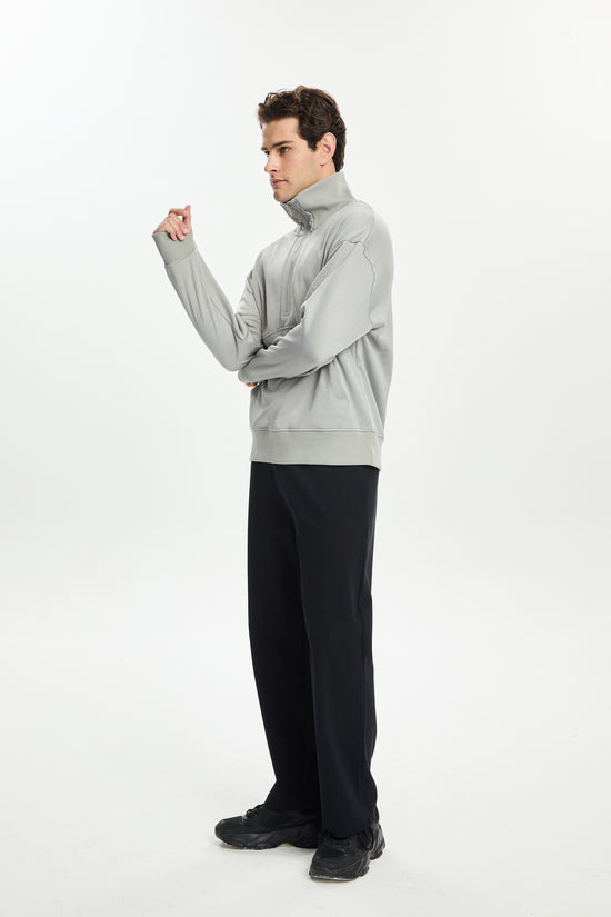 Gri Yarım Fermuarlı Sweatshirt