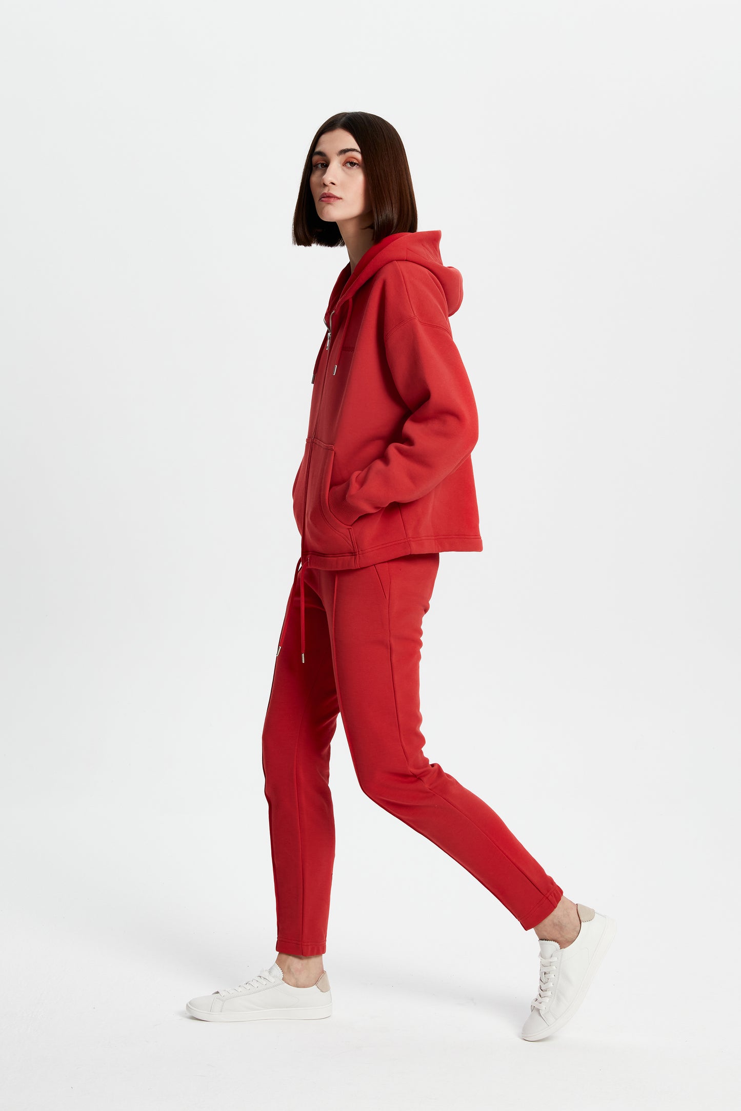 Kırmızı Fermuarlı Sweatshirt