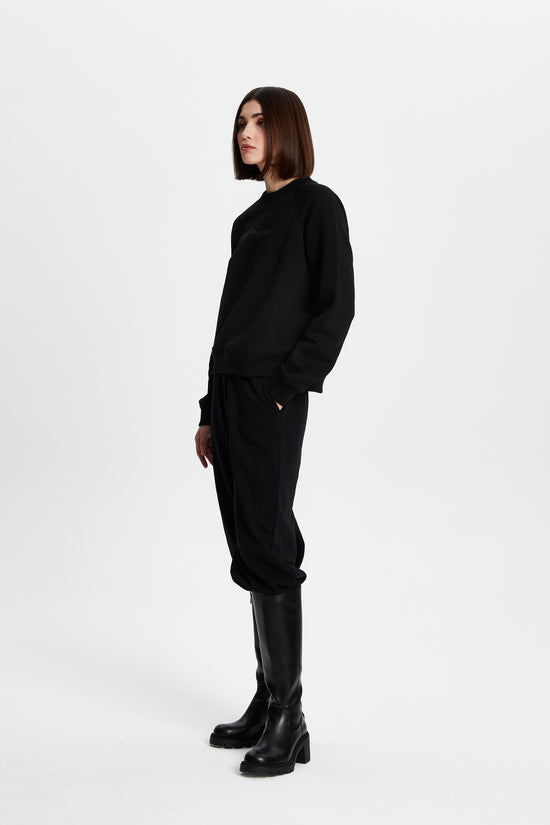 Siyah Retro Logolu Sweatshirt