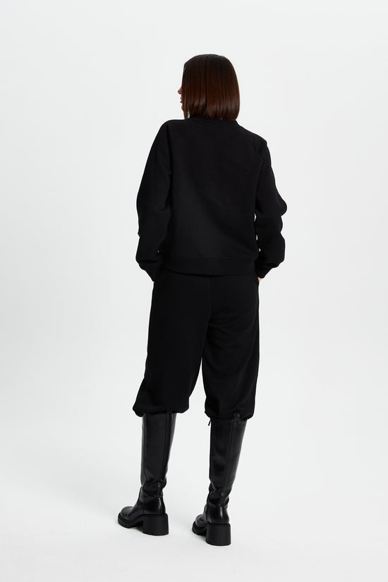Siyah Retro Logolu Sweatshirt