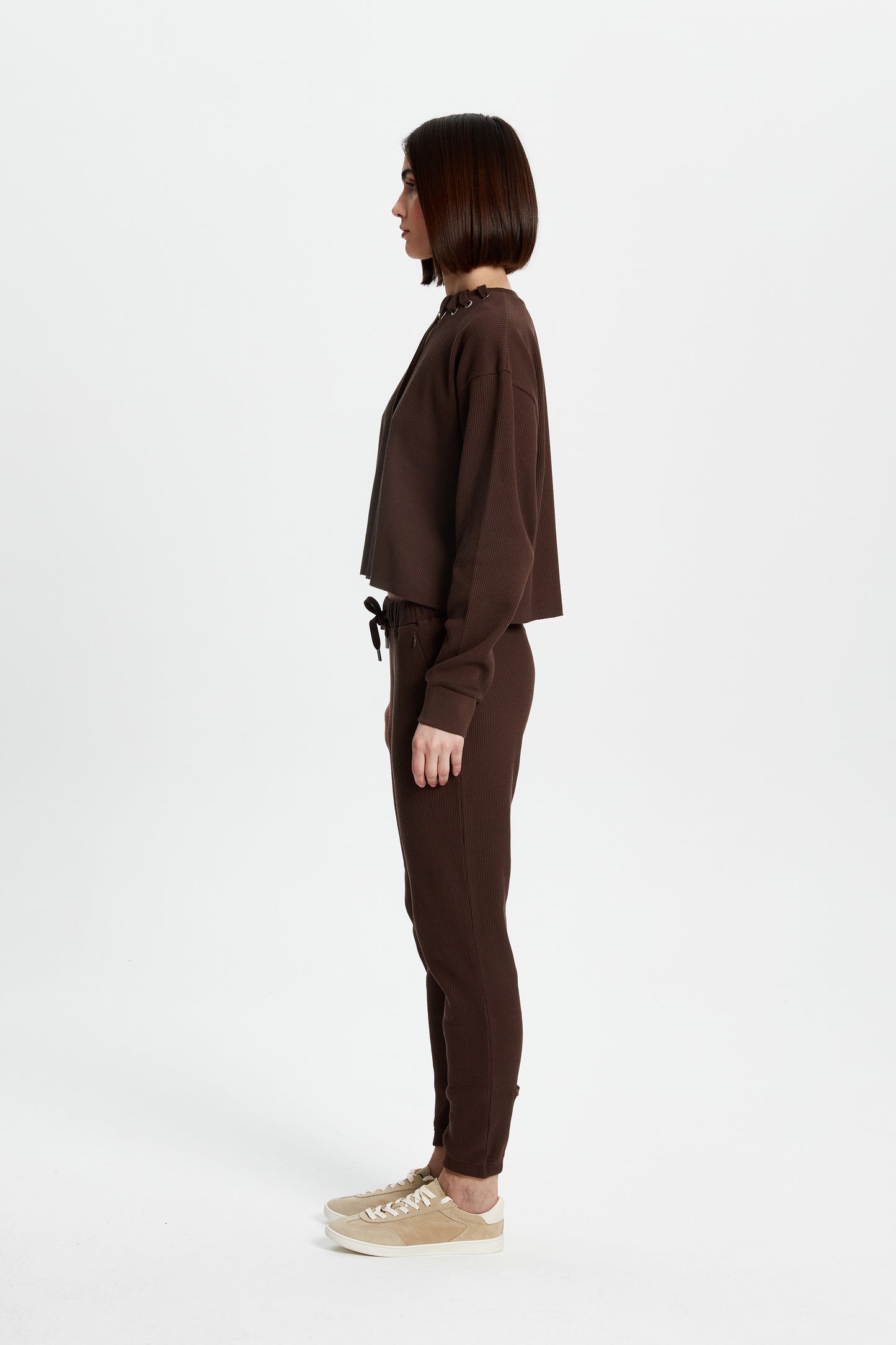 Kahverengi Waffle Sweatshirt