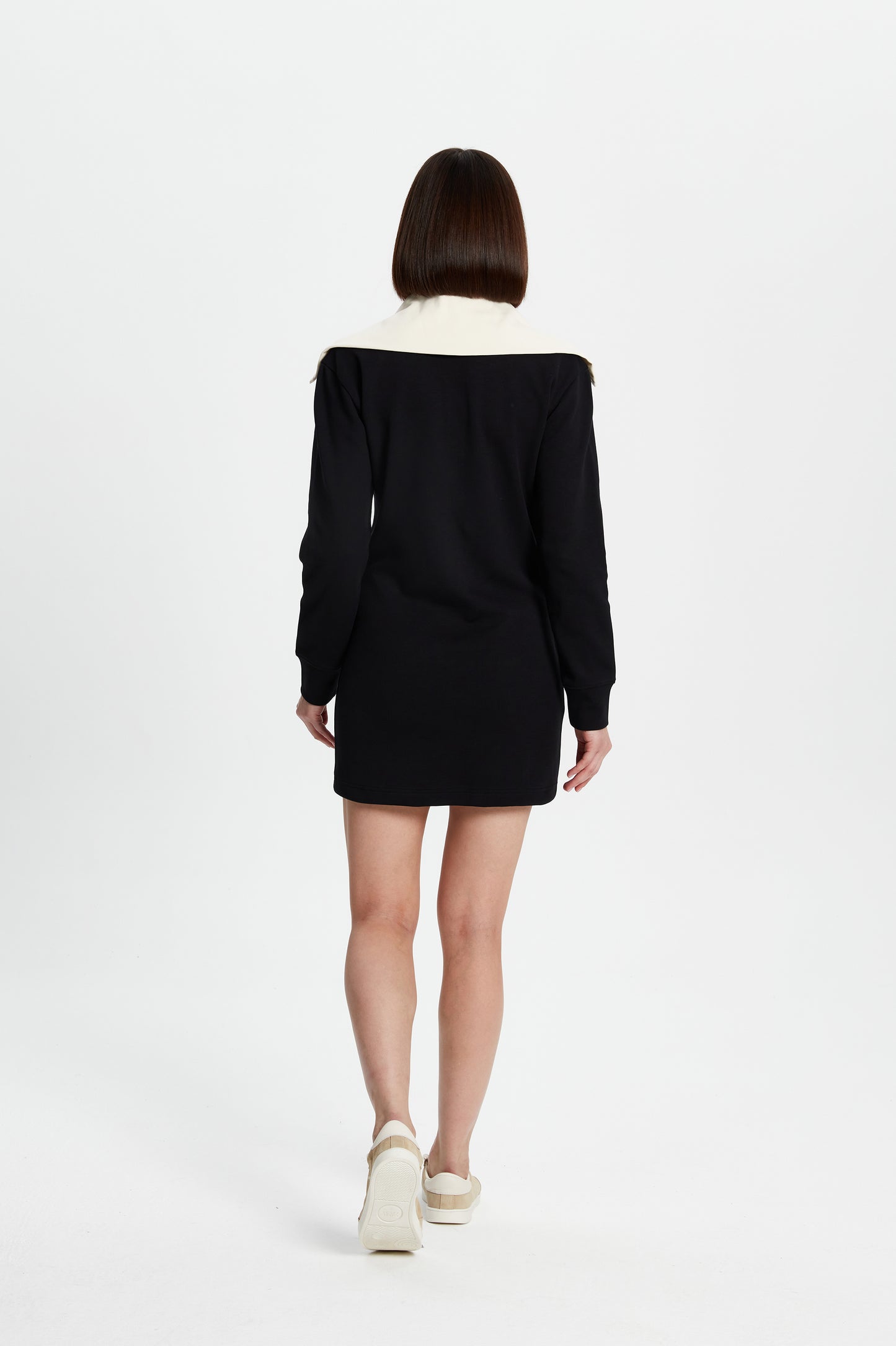 Mini Zip-Neck Sweater Dress