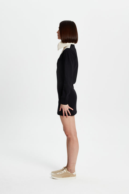 Mini Zip-Neck Sweater Dress