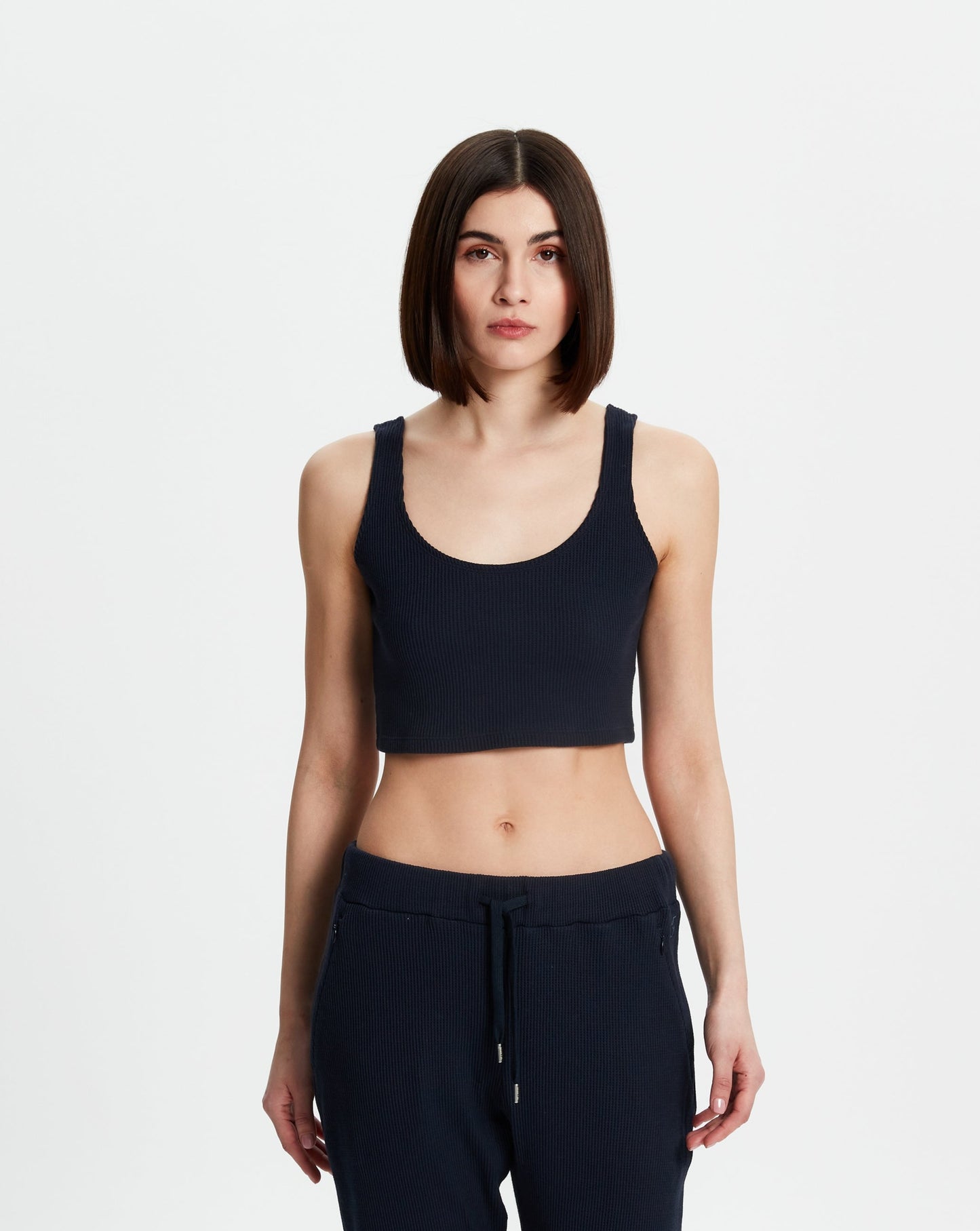 Waffle Tank Top - Dark Navy