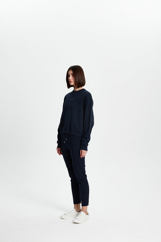 Cotton Crewneck Sweatshirt - Dark Navy