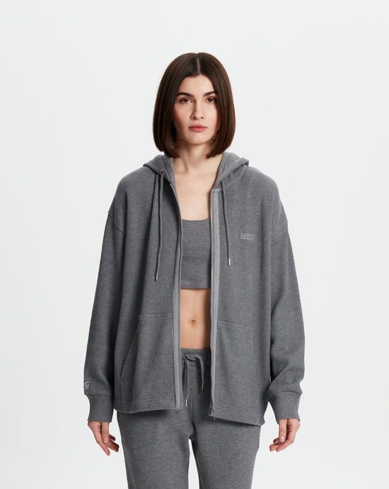 Waffle Zipper Sweatshirt - Grey