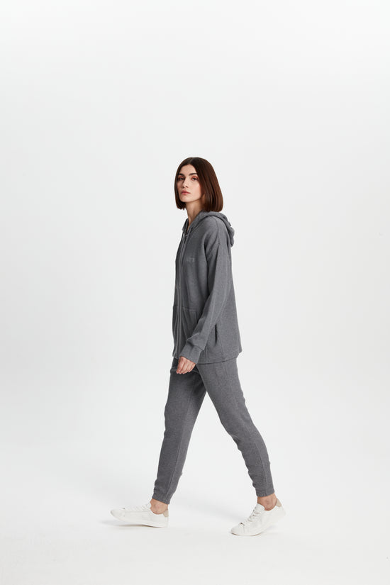 Waffle Zipper Sweatshirt - Grey