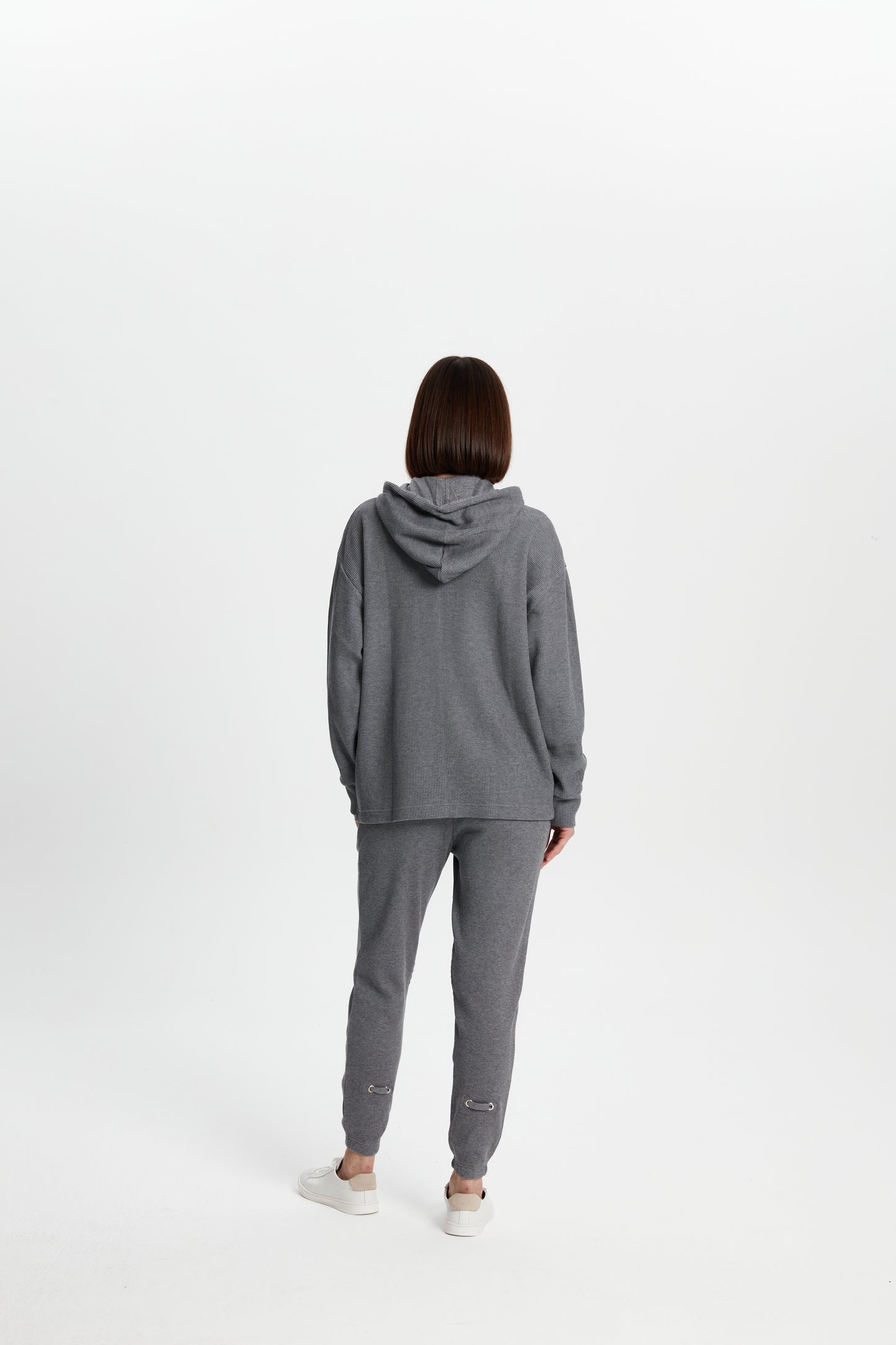 Waffle Zipper Sweatshirt - Grey