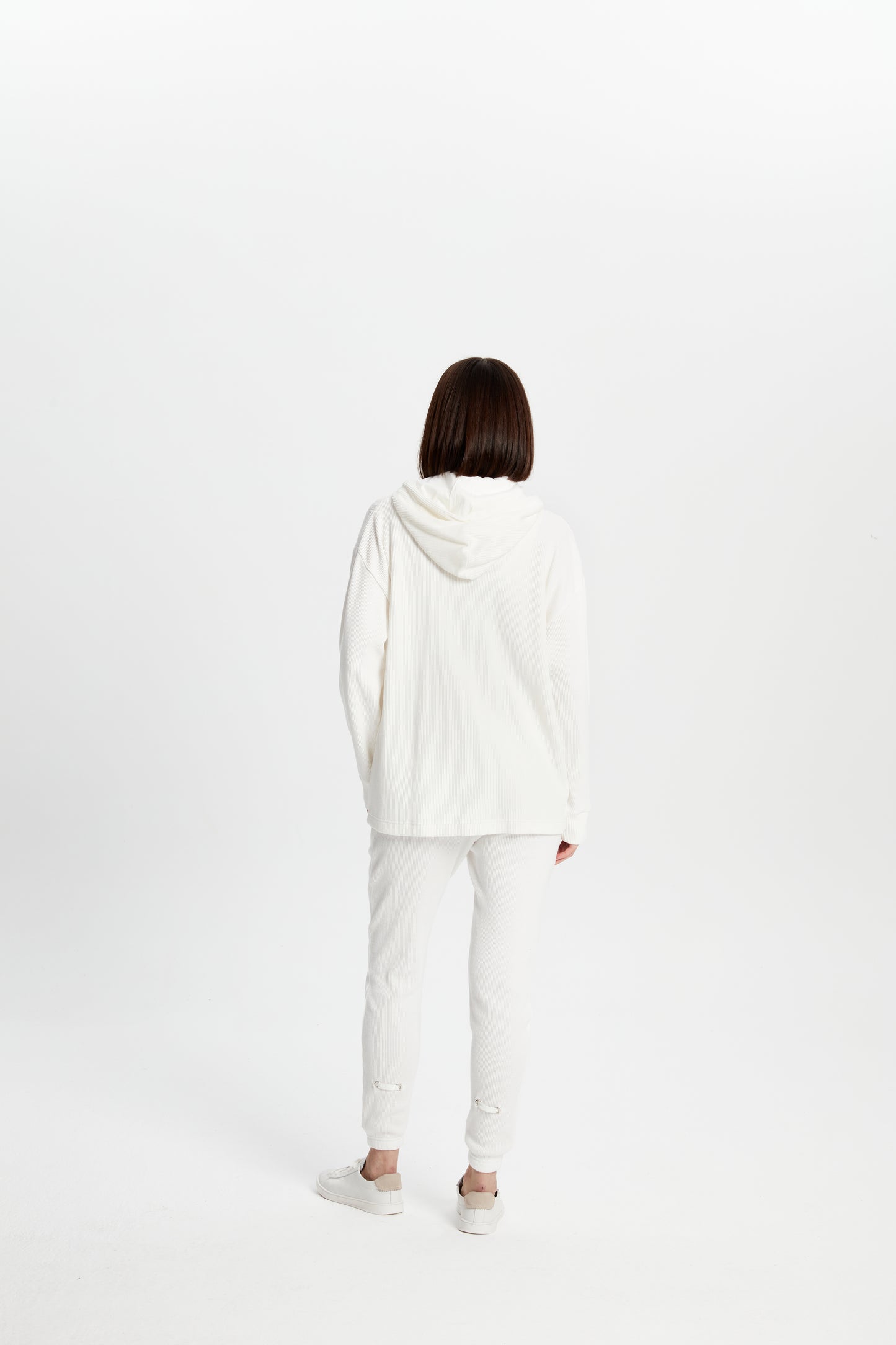 Waffle Zipper Sweatshirt - Eggshell