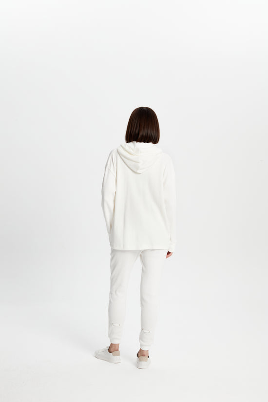Waffle Zipper Sweatshirt - Eggshell