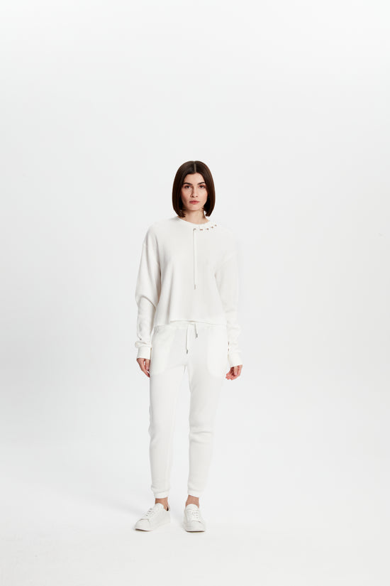 Waffle Sweatshirt - Beyaz
