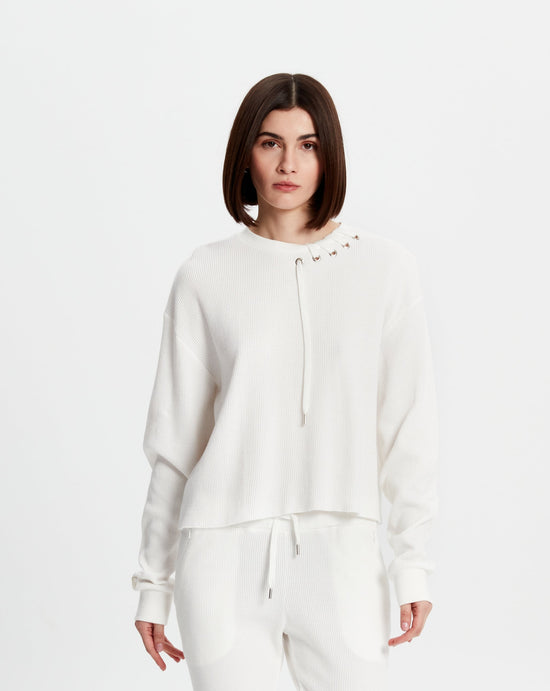 Waffle Sweatshirt - Beyaz