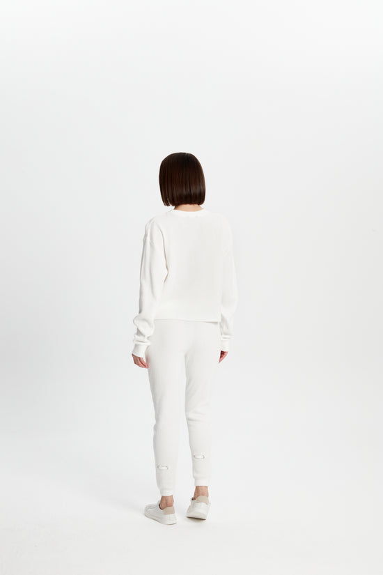 Waffle Sweatshirt - Beyaz