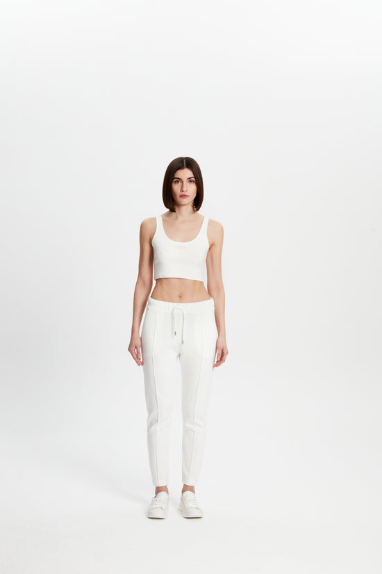  Cotton Skinny Sweatpants - Eggshell