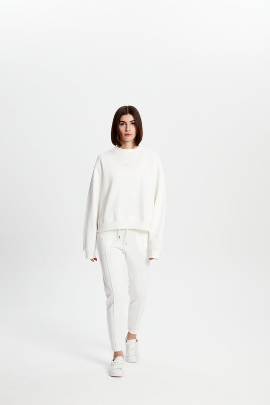 Cotton Crewneck Sweatshirt - Eggshell