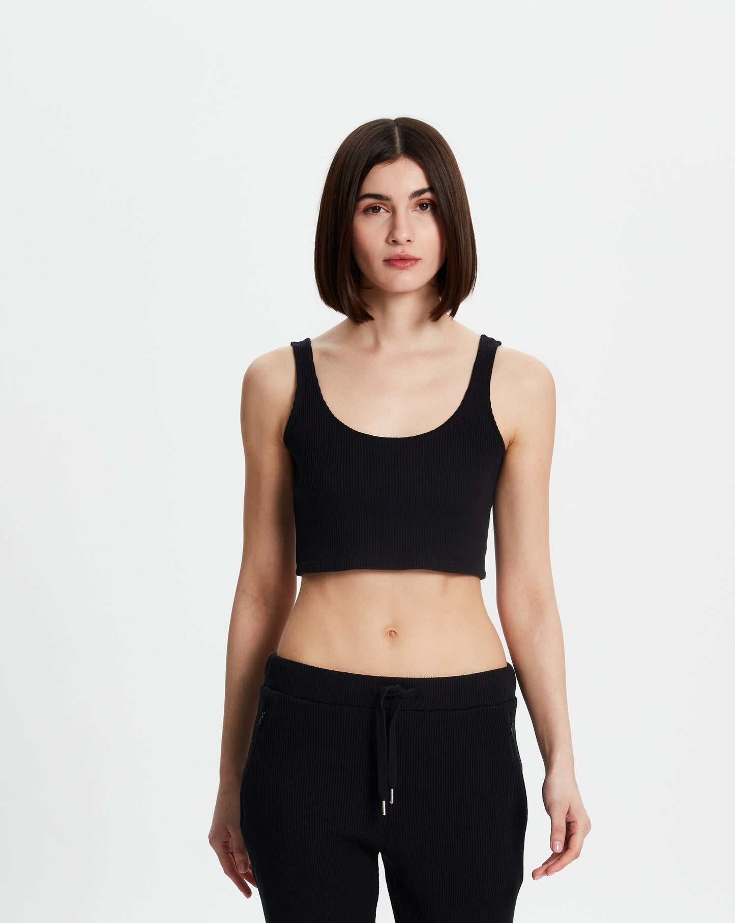 Waffle Tank Top - Siyah