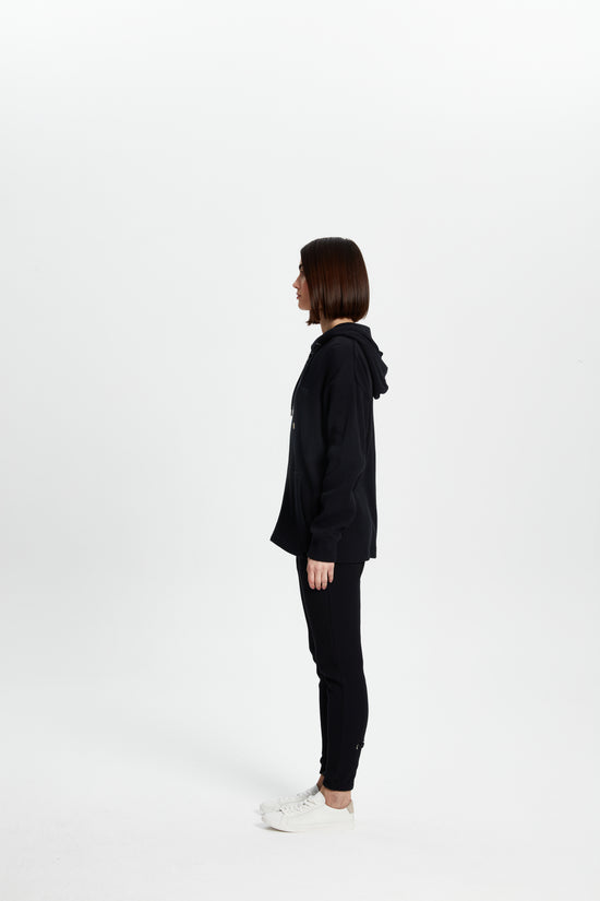 Waffle Zipper Sweatshirt-Black