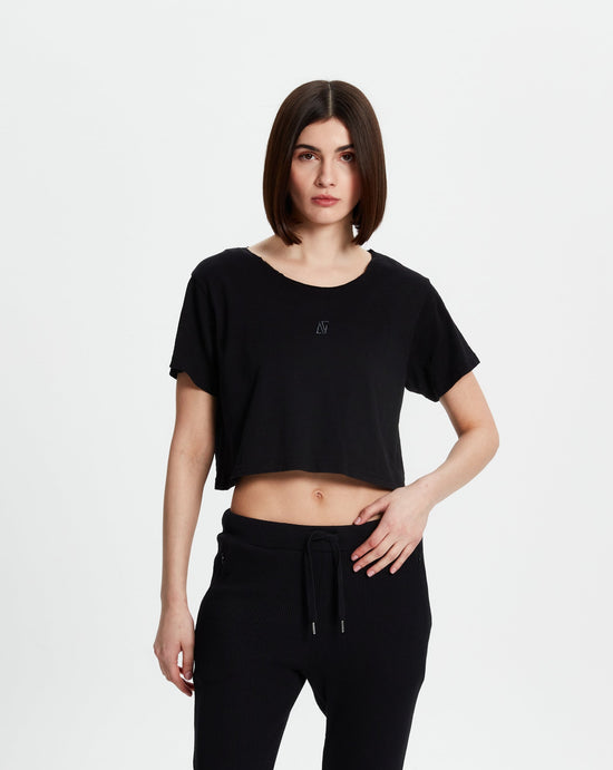 Cotton Crop T-Shirt - Black