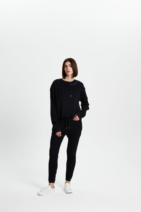 Waffle Sweatshirt - Siyah