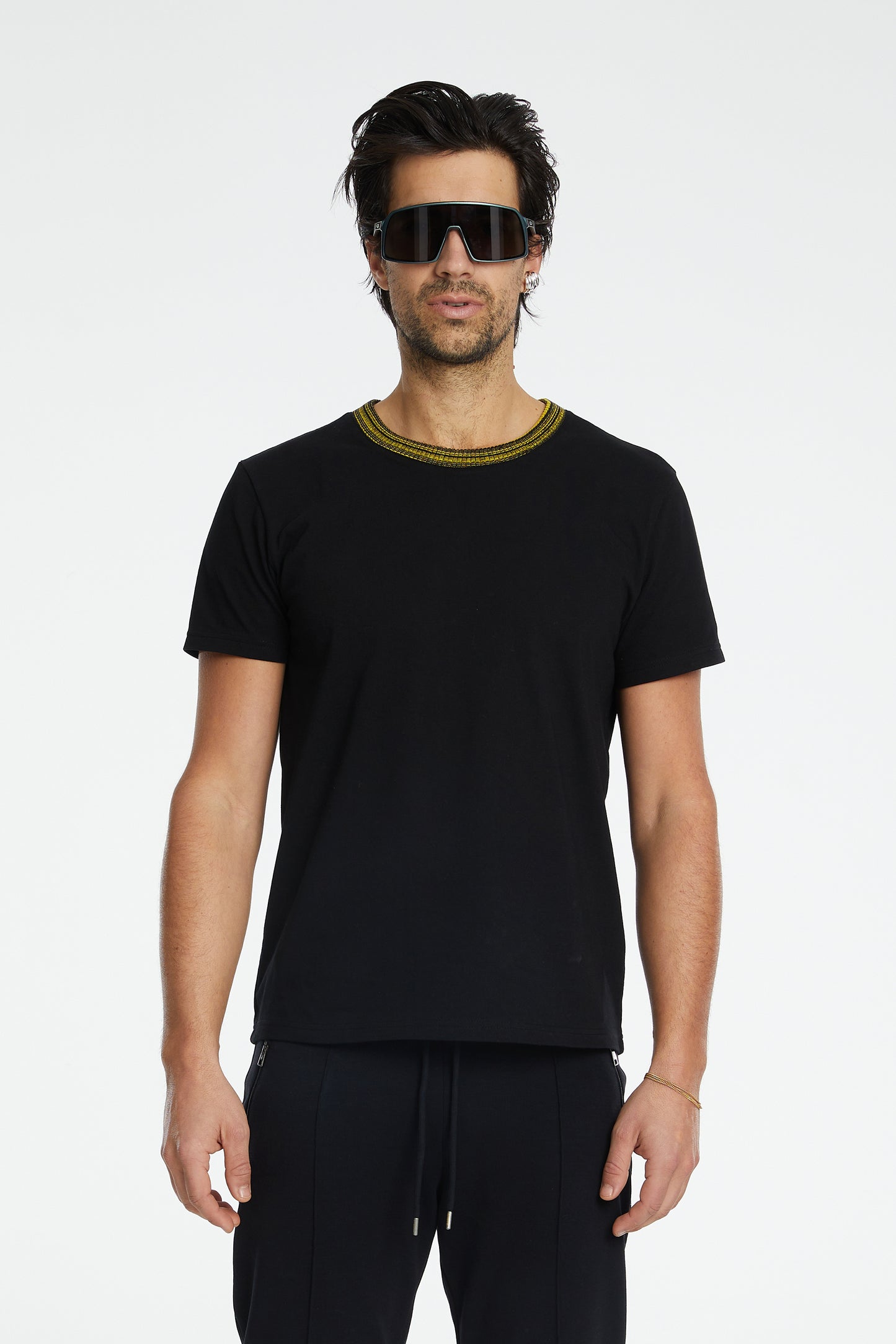 Denim Knit T-Shirt - Black