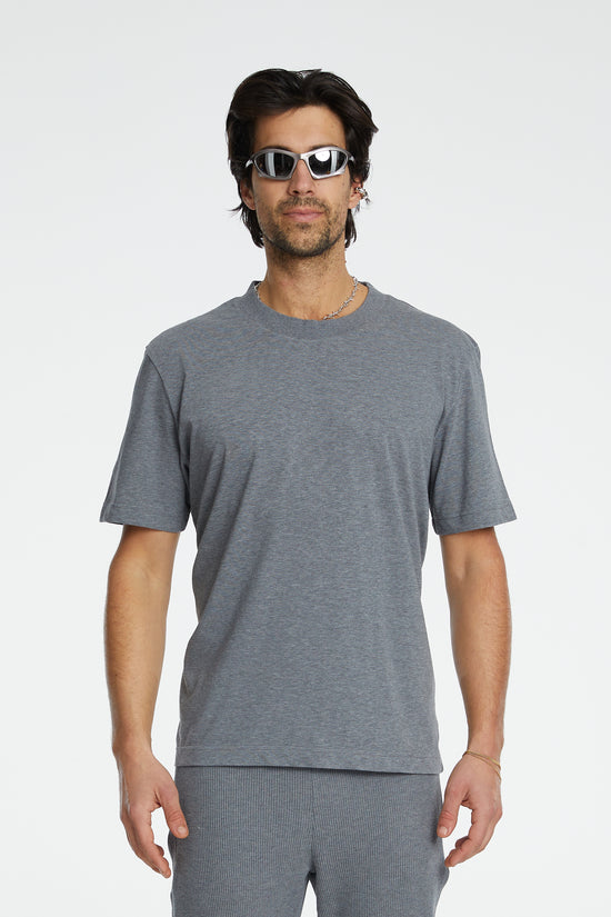 Cotton Basic T-Shirt - Gri