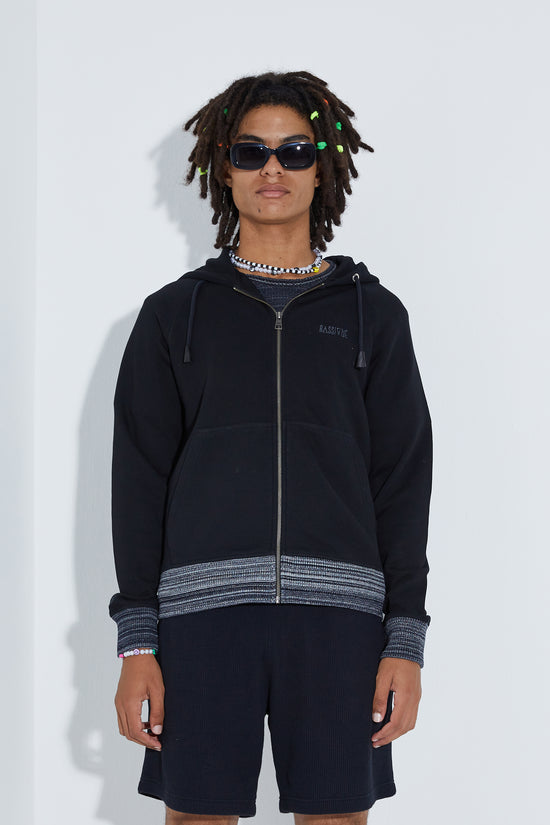 Knit Zipper Sweatshirt - Black