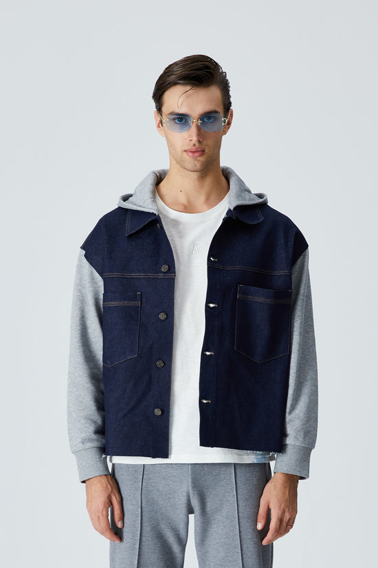 Denim Ceket - Gri/Lacivert