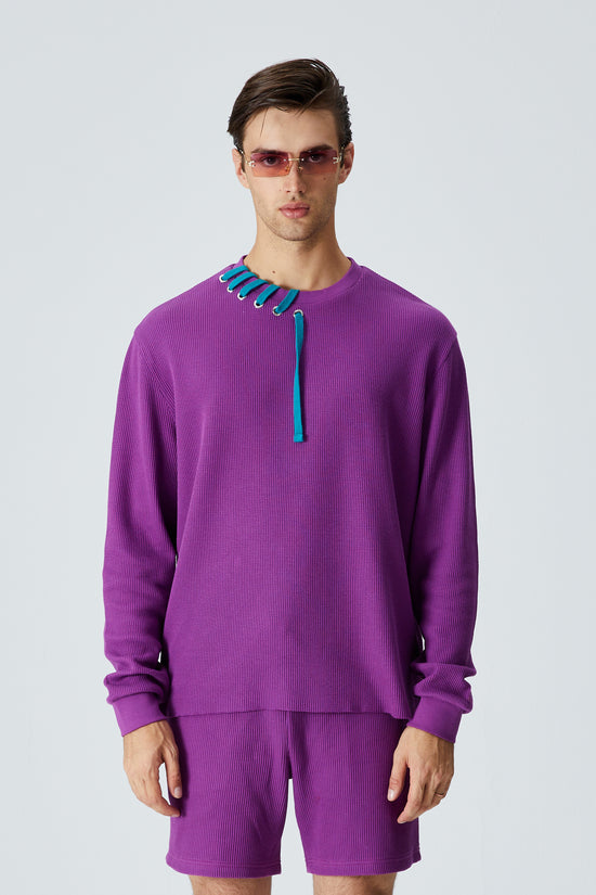 Waffle Crewneck Sweatshirt - Sparkling Grape