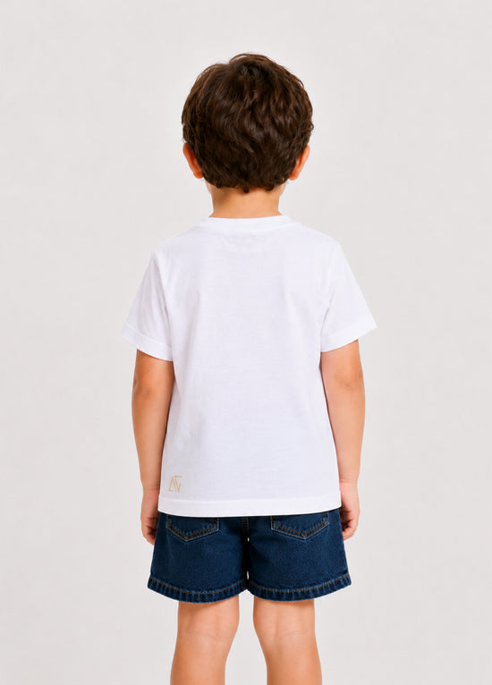 Unisex Kids White Nice Atitude T-Shirt 