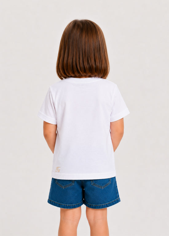 Unisex Kids White Nice Atitude T-Shirt 