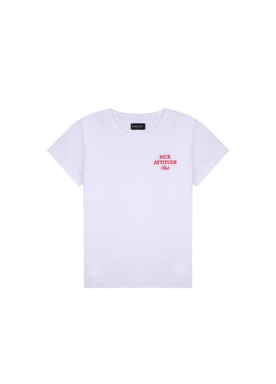 Unisex Kids White Nice Atitude T-Shirt 
