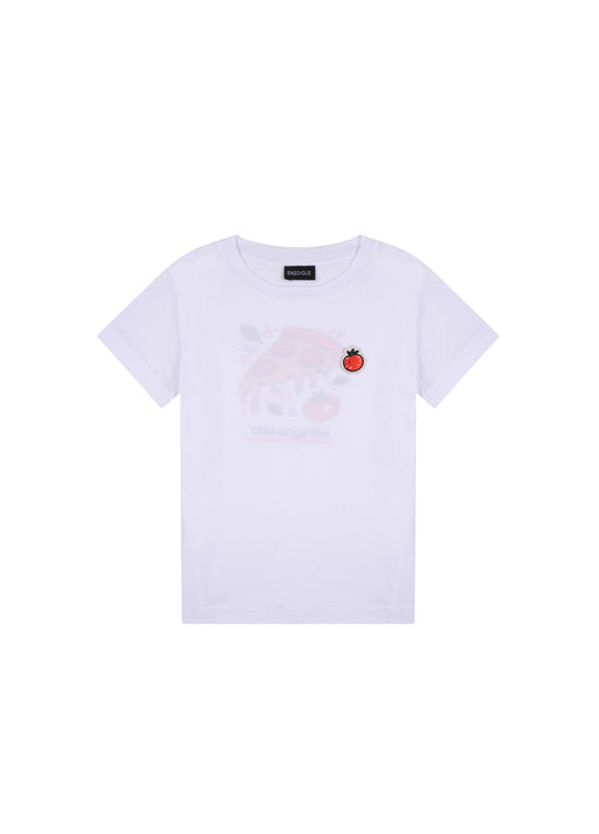 Unisex Çocuk Beyaz Pizza T-Shirt