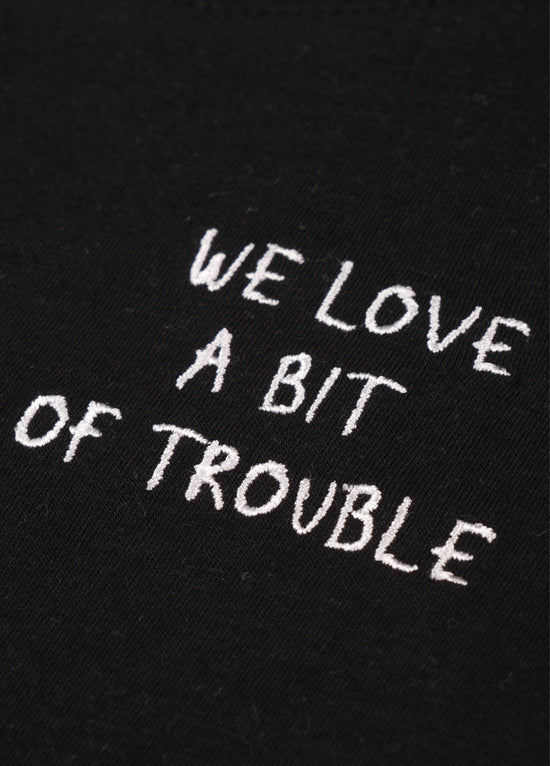 Unisex Kids Black Trouble T-Shirt 