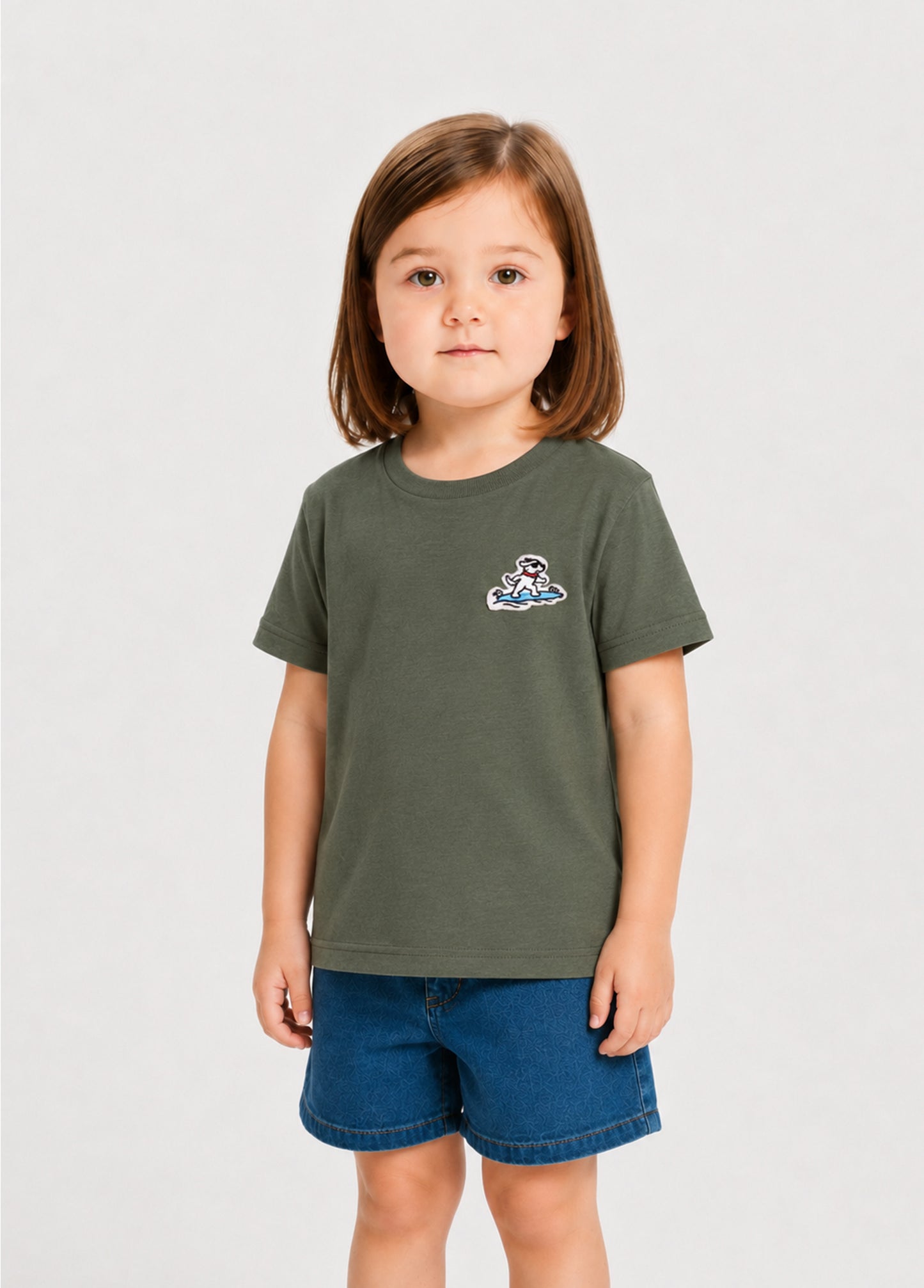 Kids Surfing Dog T-Shirt-Green