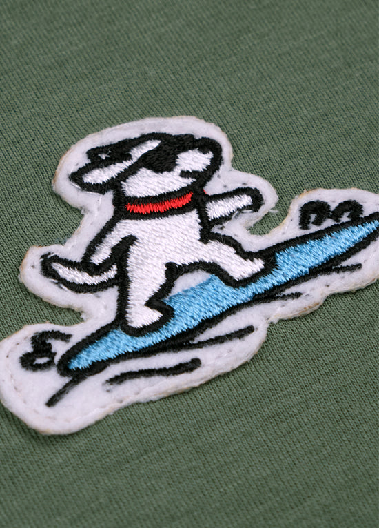 Unisex Çocuk Yeşil Surfing Dog T-Shirt