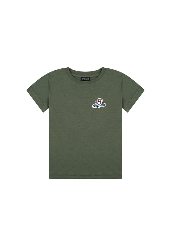 Unisex Çocuk Yeşil Surfing Dog T-Shirt