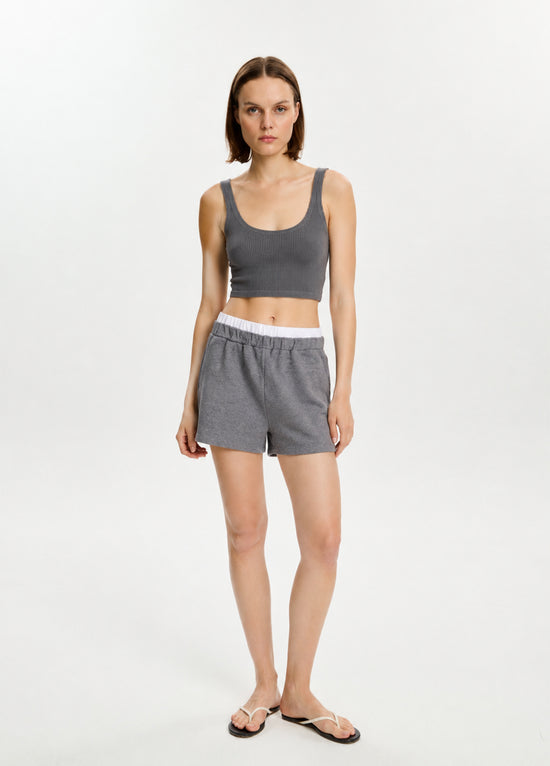 Grey Boxer Waistband Shorts