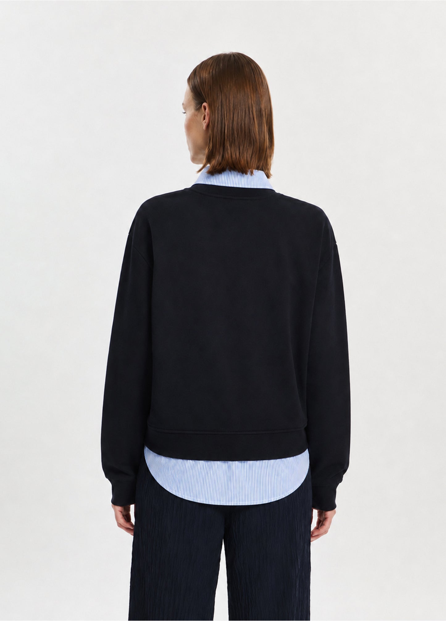 Navy Shirt-Layered Sweatshirt