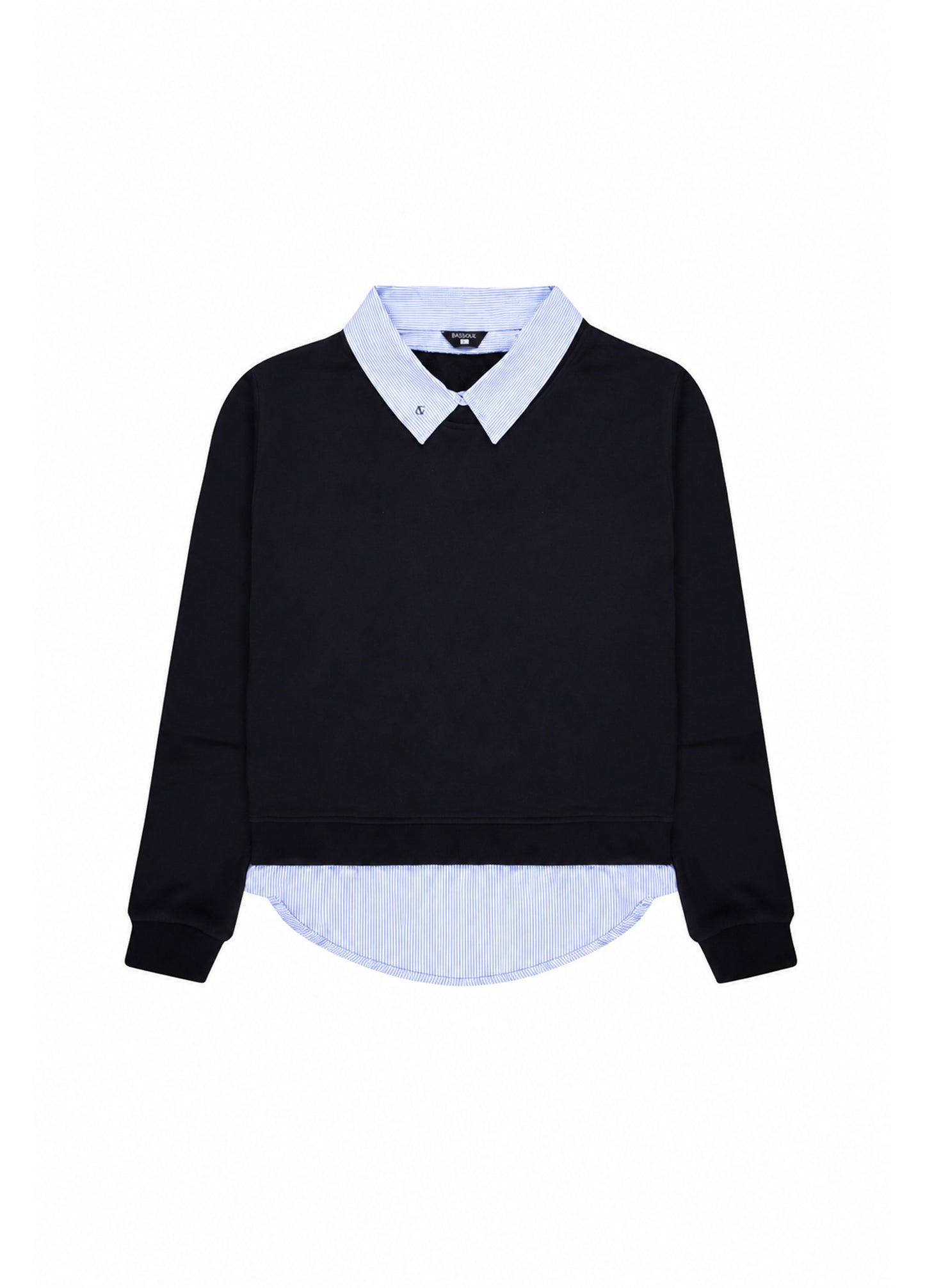 Navy Shirt-Layered Sweatshirt