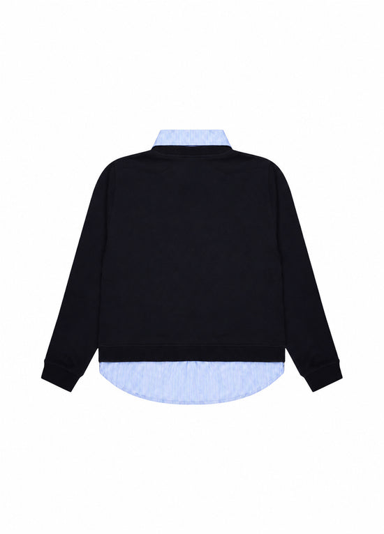 Navy Shirt-Layered Sweatshirt