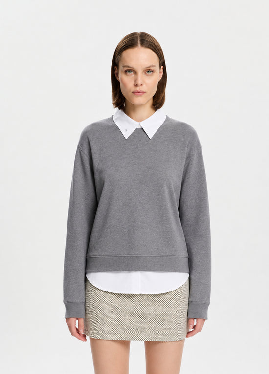 Gri Gömlek Katmanlı Sweatshirt