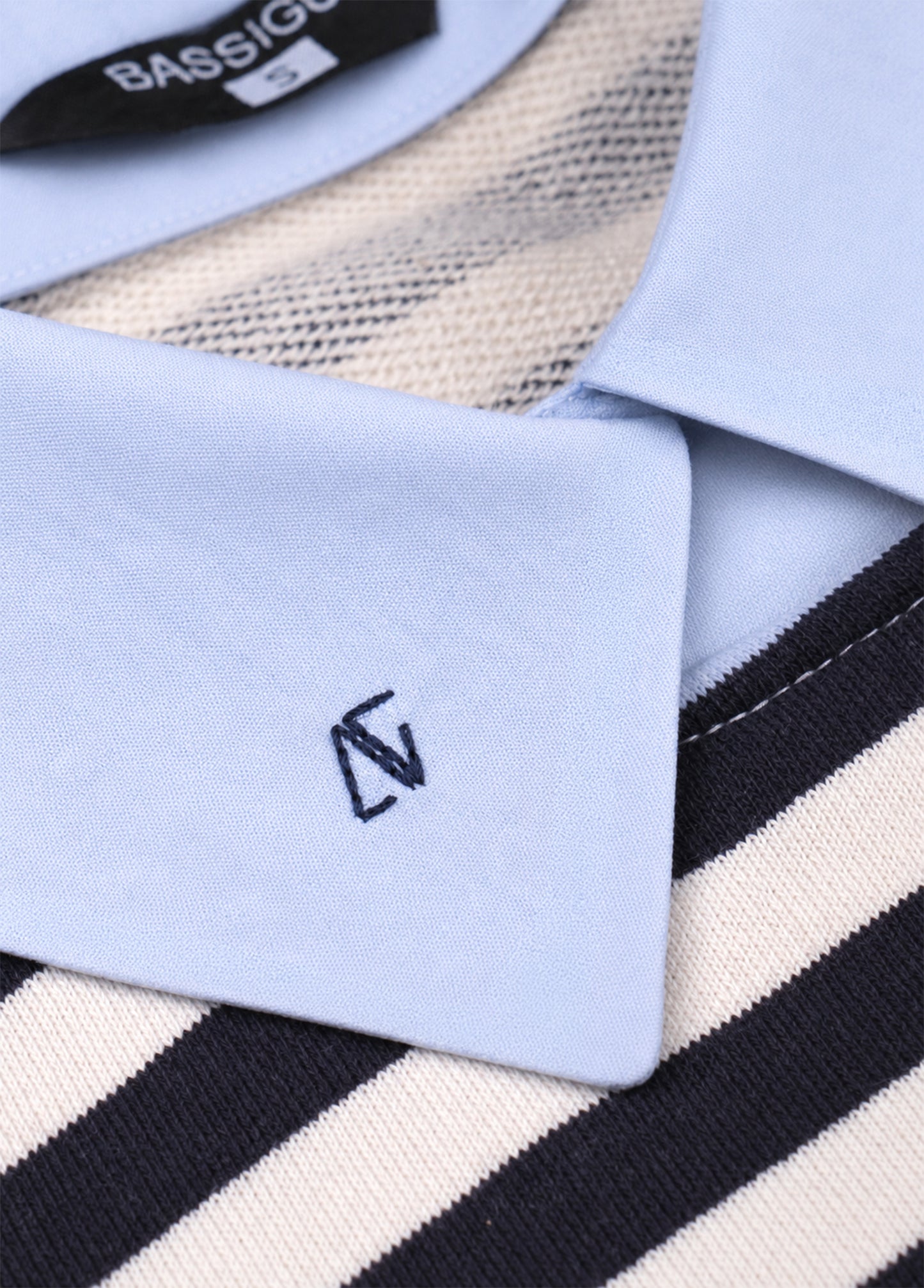 Navy Striped Shirt-Layered Sweatshirt